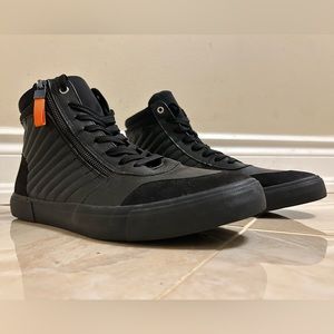 Black vegan leather mens call it spring high top shoes